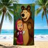 1Pc Masha Bear Adventure Beach Towel Quick Dry Multiuse For Beach Pool Gym Yoga Home Travel Christmas Halloween Xmas Gift N1478