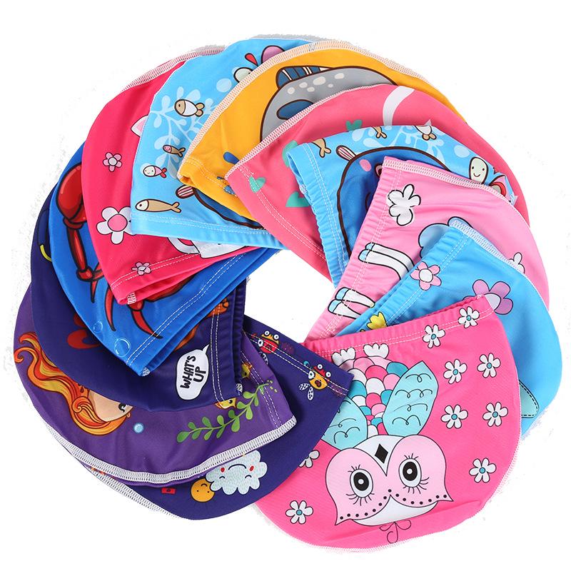 Kids Swim Cap Cartoon Pattern High Elastic Ear Protection Breathable for Pool Swimming Boys Girls Comfort Fit