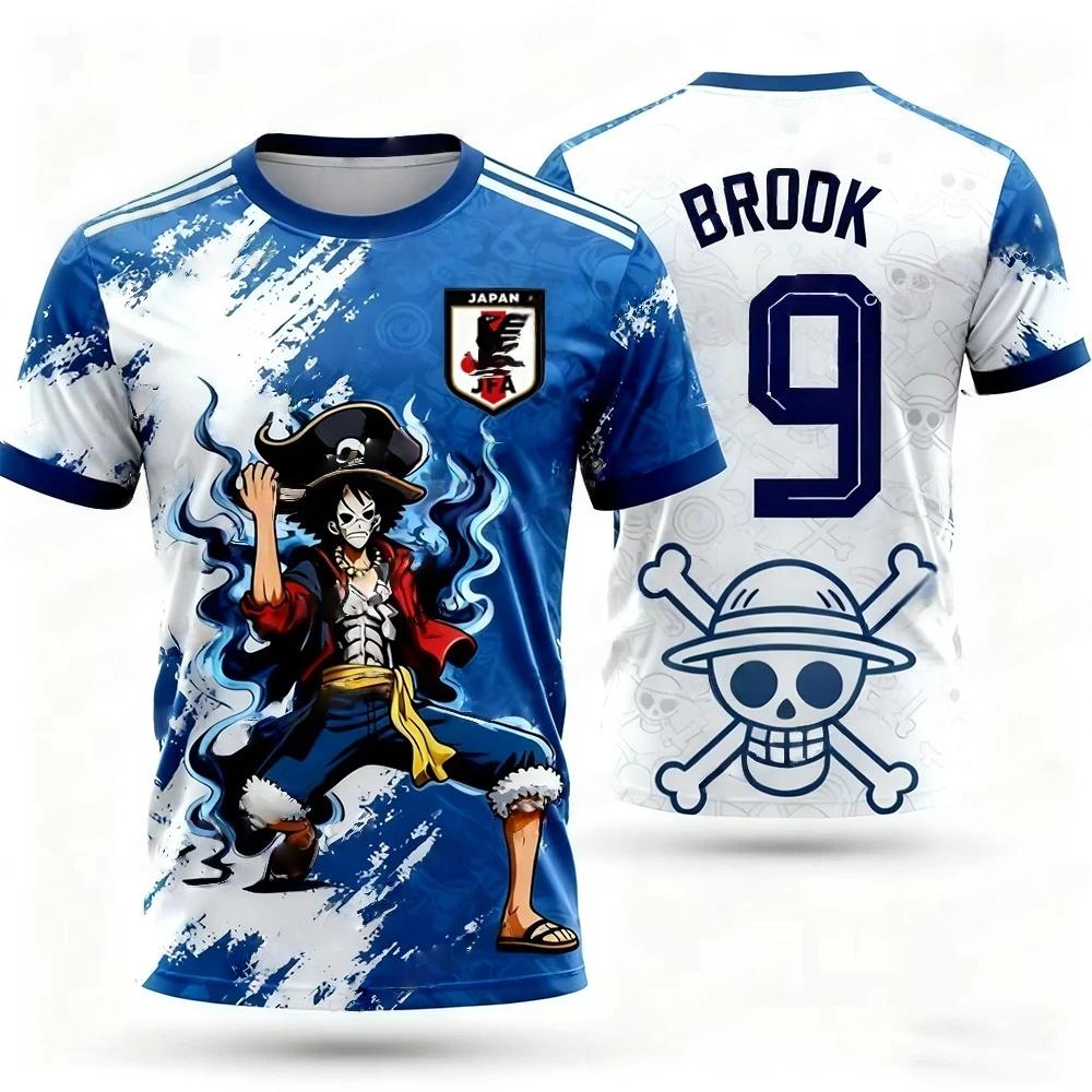 2026 Summer Japanese Anime Hot Selling One Piece # 9 Brook Football Short Sleeved Top Adult Large Sports T-Shirt M
