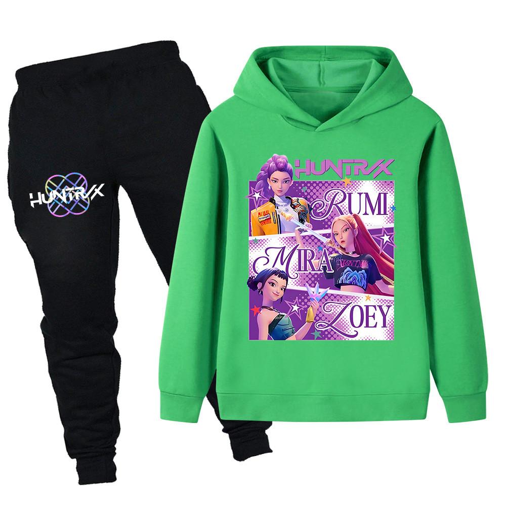 PB1199 Kids Boys Girls Kpop Mira Zoey Rumi Print Long Sleeves Hoodie Pants Trousers Clothes Sets