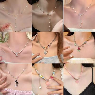 Number One Sweet Girl! Color Beaded Love Candy Necklace Female Summer Niche Design Feeling Neck Chain Dopamine Collarbone Chain