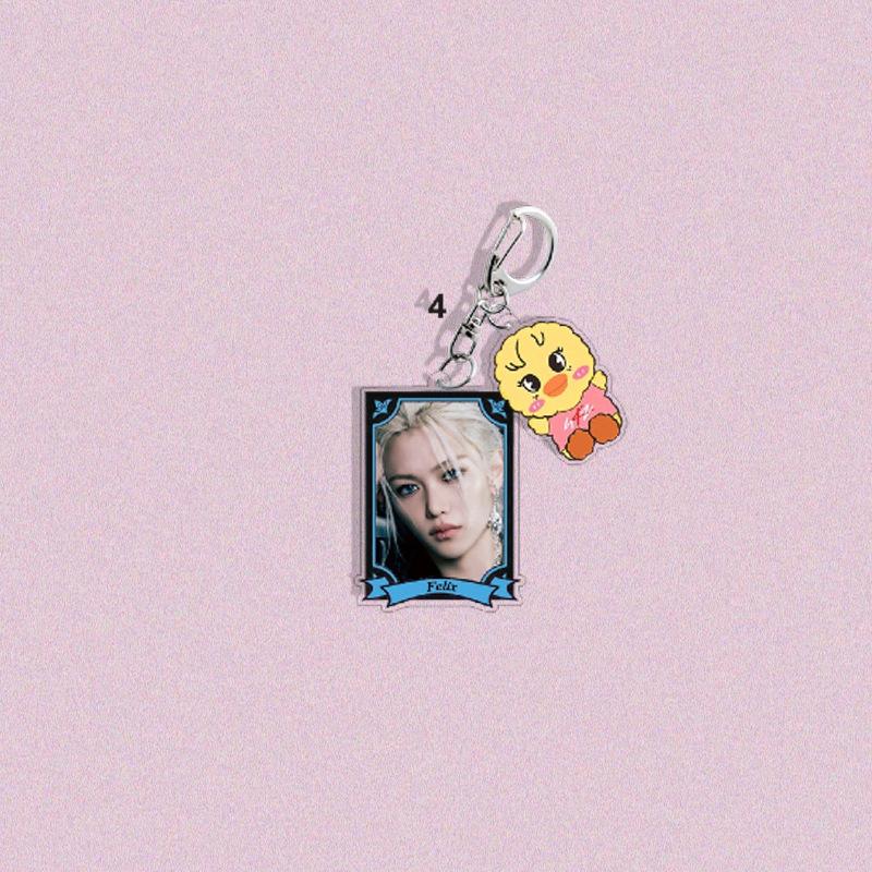 1pc Stray Kids Acrylic Keychain with SKZOO Cartoon Pendant, 2-in-1 Kpop Member Photo Frame Key Ring, SKZ Album Merchandise Bag Accessory for STAY Fans
