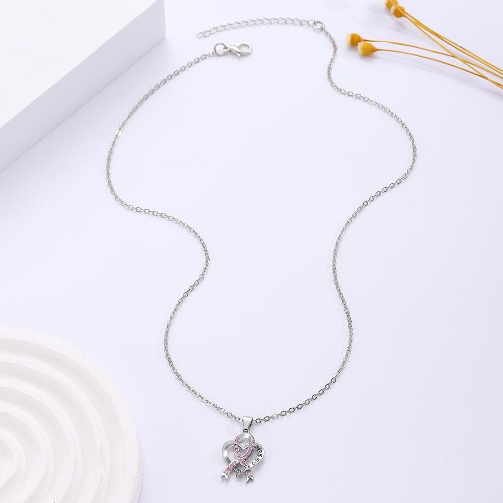 Kırmızı Kurdele Rozetli Meme Kanseri Farkındalık Kolyesi ve AIDS Önleme Bilekliği