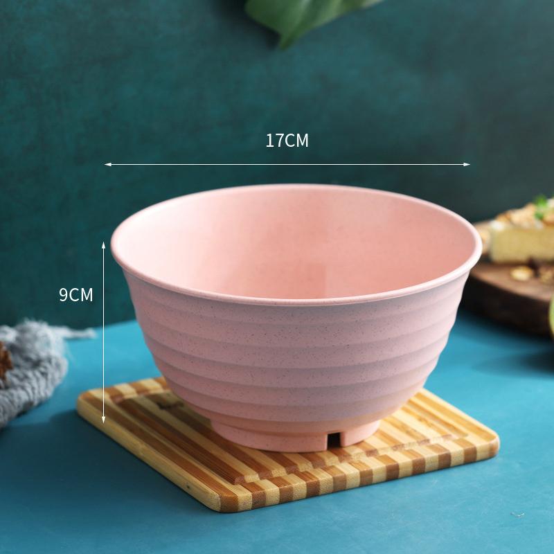 Nordic Colored Wheat Straw Bowls Circular Shatter Resistant Plastic Tableware Bowls For Household Use