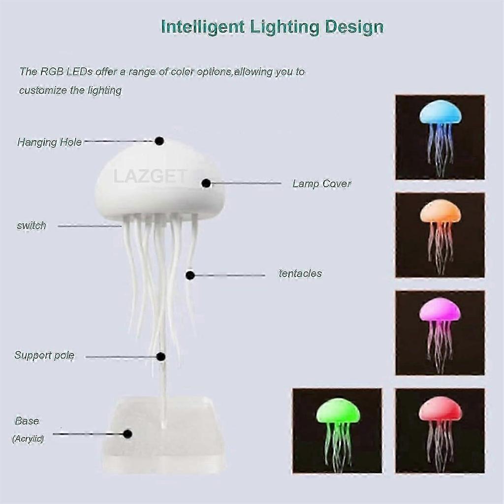 Lampe Méduses Flottantes - Lumière Jellyflow LED RGB Dégradé avec Contrôle Vocal & Veilleuse Portable Rechargeable