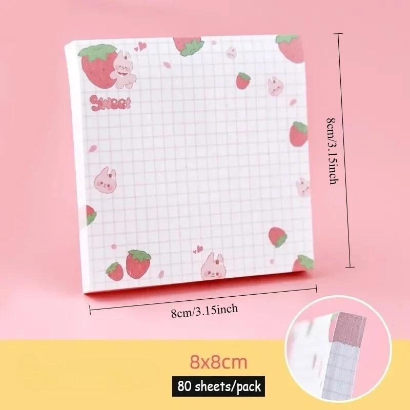 80 Pcs/pack Kawaii Animals and Fruits Sticky Notes Memo Pad To Do List Cute Journaling Supplies Planner Sticker Deco
