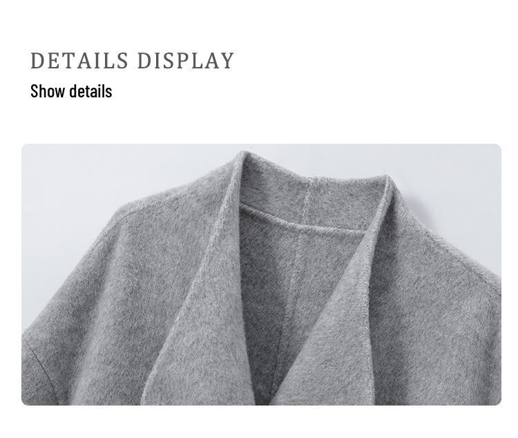 Su Jiu'er Women's 2024 Mid-Length Double-Sided Wool Coat - High-End Gray Autumn/Winter Outerwear