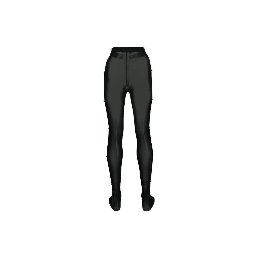 Versace SS23 Decorative Button High-Waisted Tights Women tights Black 1005565-1A03919-1B000