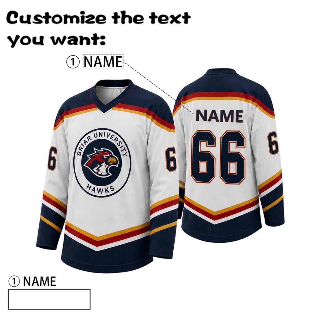 Customizable Unisex Hockey Jersey Personalized Sportswear Team Uniform Number and Name Custom Printed Long Sleeve Athletic Shirt for Ice Hockey