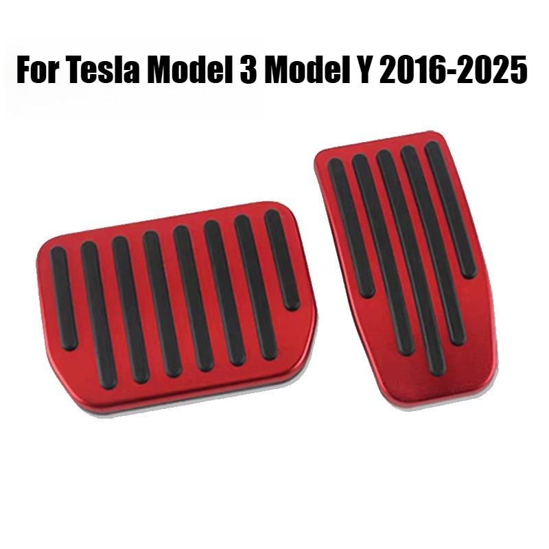 Auto Aluminum Pedal Covers for Tesla Model 3 Y 2016-2025 Non Slip Accelerator Brake Foot Rest Extenders