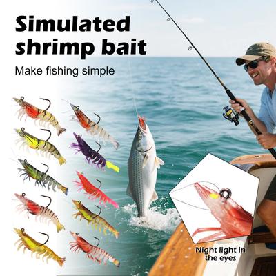 Fishing Fake Shrimp Shrimps Fake Shrimp Pre Rigged Fish Jigs - Soft Fake Shrimp Bass Trout Lifelike Shrimp Crayfish Swimbait