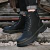 Fashion Men Leather Boots Men High Top Sock Shoes Autumn Winter Comfy Casual Boots Men Shoes Brand Design Motorcycle Men'S Boots