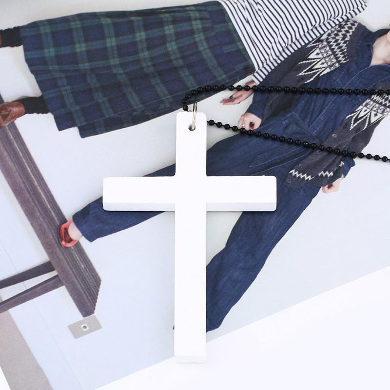 Vintage Dřevěný Kříž Přívěsek Náhrdelník Jednoduchý Přírodní Dřevěný Kříž Náhrdelník Hip Hop Svetrový Řetízek Šperky Doplňky Dárky