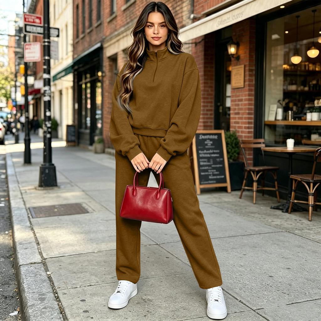 Women's Casual Long Sleeve Sweatshirt and Pants 2 Piece Set, Outfit for Home