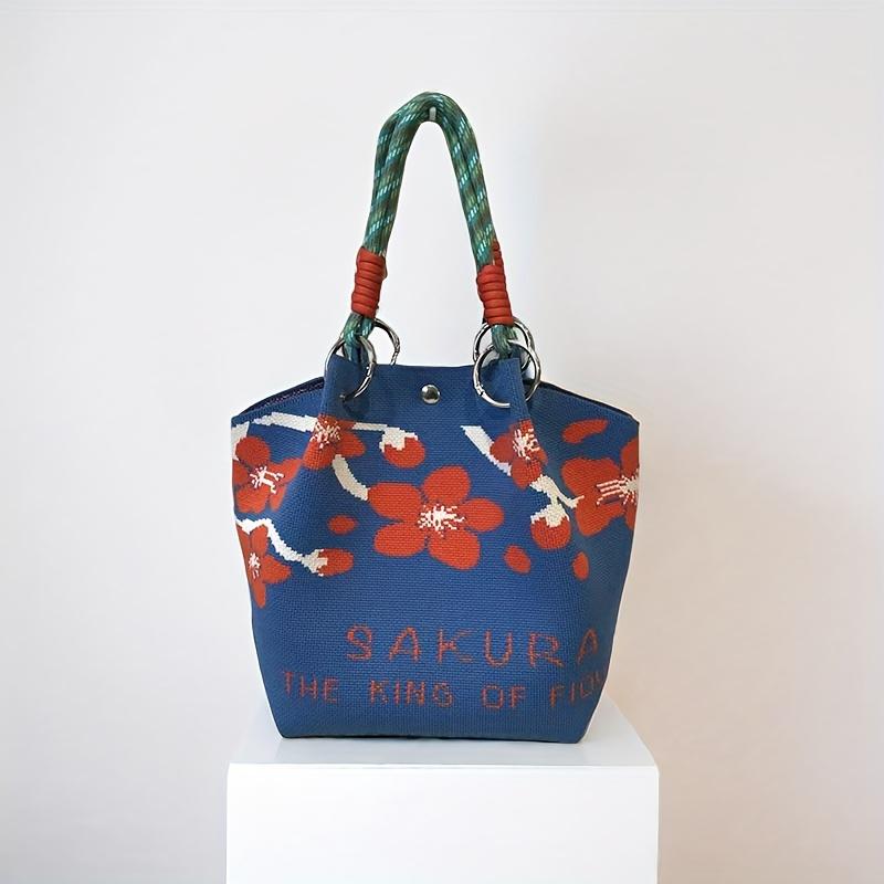 Women's Leopard Print Knit Handbag with Magnetic Closure & Rope Handle - Foldable Large Capacity Casual Chic Tote for Everyday, Durable Polyester