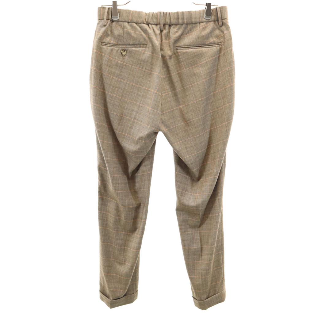 EDIFICE Glen Check Tapered Pants M Brown Men's Used