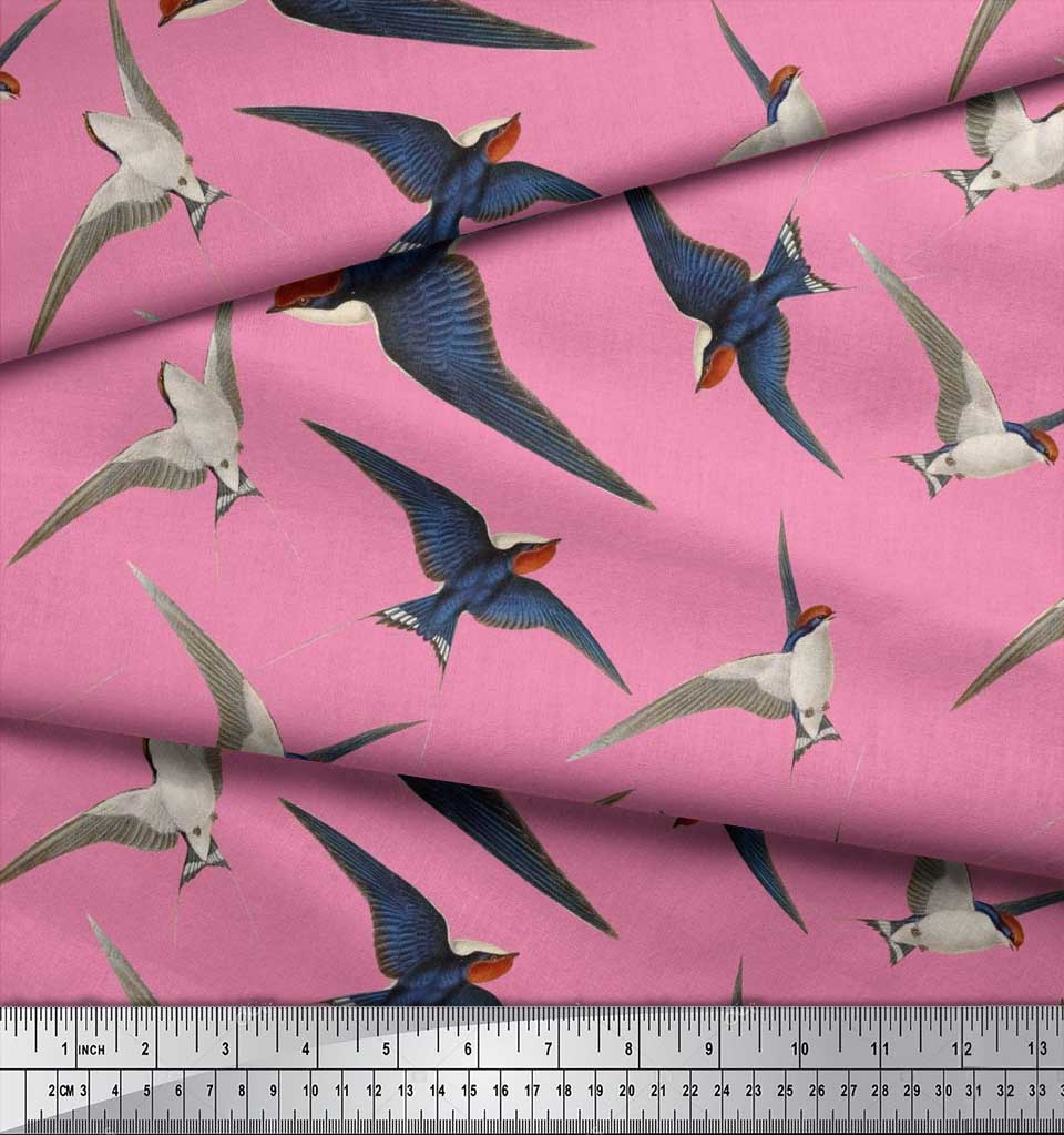 Soimoi Černá japonská krepová saténová tkanina létající datel pták tištěná řemeslná tkanina v metrech 42 palců