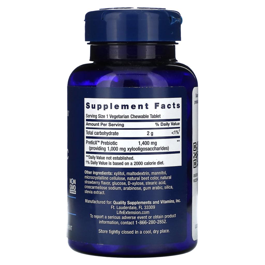 Florassist Prebiotic Chewables, Natural Strawberry Flavor, Veggie Chewables 60 Tablets (1,400Mg per Tablet)