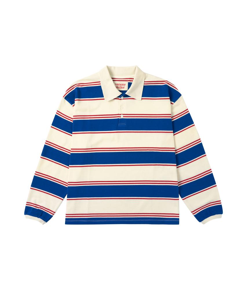 Banwonateullie A3509 Multi-Stripe Collar T-Shirt_Blue