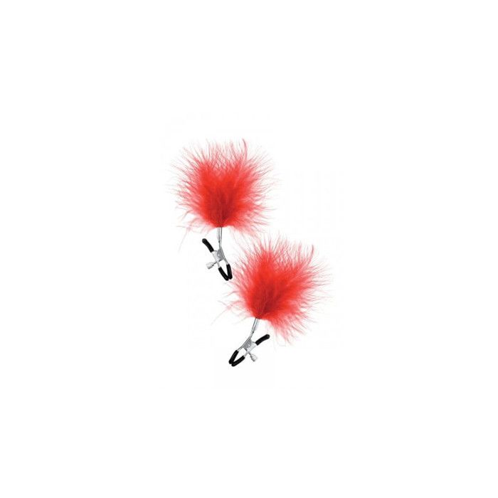 Pinces à seins - U Rouge - Plumeau rouge - Pression réglable - Usage adulte - Non jetable