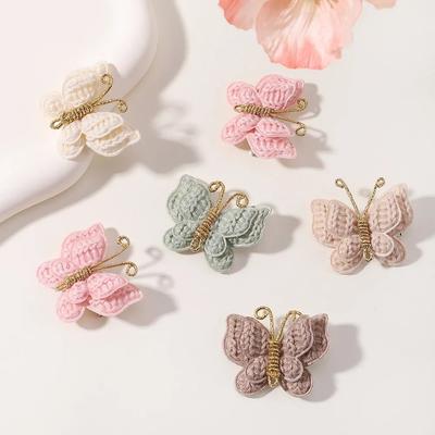 1Pc Cute Baby Girl Bow Hairpin Wool Knitted Headwear Handmade Crochet Butterfly Hairpin Children's Hair Accessories