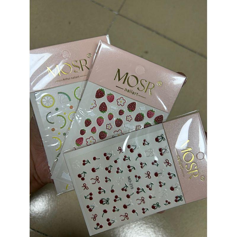 

Summer Fruit Relief Nail Sticker Lemon Strawberry 5D Cut Out Three-Dimensional Dopamine Nail Decals with Adhesive Embossed mo 270+271+219