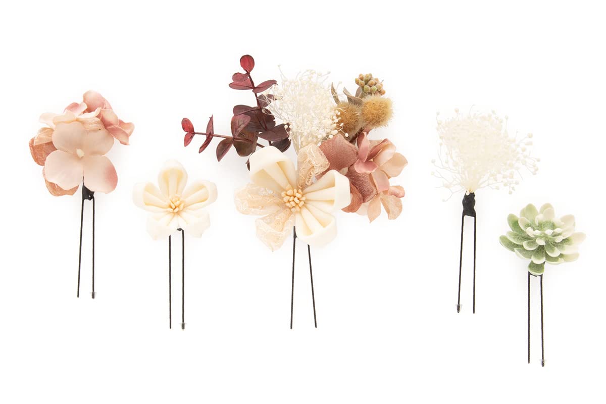 

Soubien Hair Ornament Set with Dried Flowers and Perfect for and Perfect for and White 5-Piece Tsumami-Zaiku (Gypsophila Flowers), Coming-of-Age