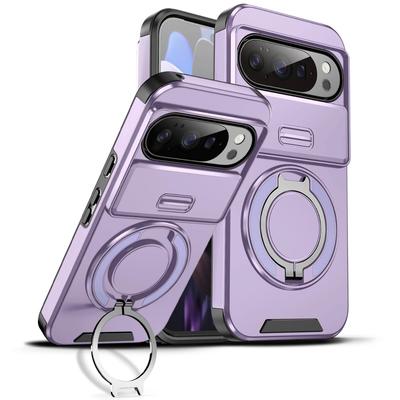 Luxury Hard Shockproof Armor Rotate Ring Bracket Phone Case For Google Pixel 10 9 8 7 Pro XL 8A 9A Push Window Proteciton Cover