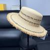 High Quality Rainbow Decorative Crochet 100% Raffia Hat Women's Sunscreen Flat Top Top Top Hat Summer Outing Straw Hat