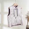 2025 Retro Small Round Neck Button-up Jacquard Embroidered Stand-up Neck Vest Cardigan for Women