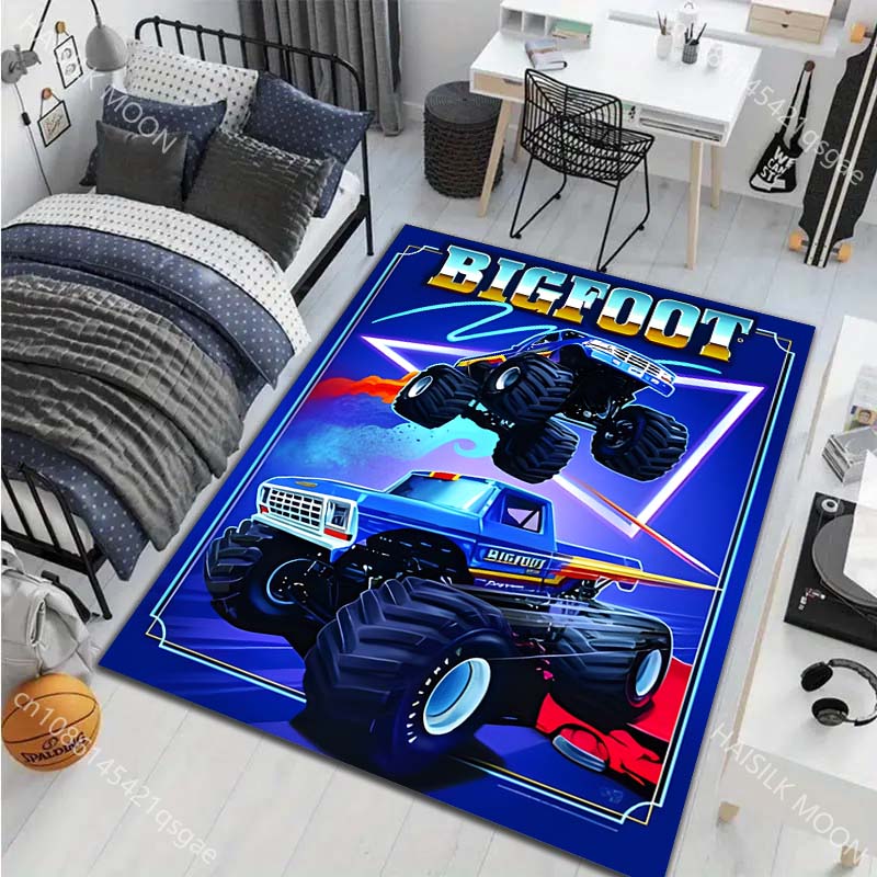 Multiple Style Big-footed Monster Truck Print Carpet for Living Room Bedroom Bedside Bathroom Floor Mat Home Area Rug Room Decor