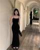 Summer New Tight Suspender Dress Women's Black Waist Slim and Thin Skirt Fishtail Hip-wrapped Long Dress
