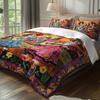 3pcs Boho Mexican Skeleton Bedding Duvet Cover Set Dia De Los Muertos Bedding Quilt Set Day of the Dead Themed Bed Set Fiesta