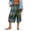 Women's Summer Boho Plaid Culotte Pants Casual Wide Leg Palazzo