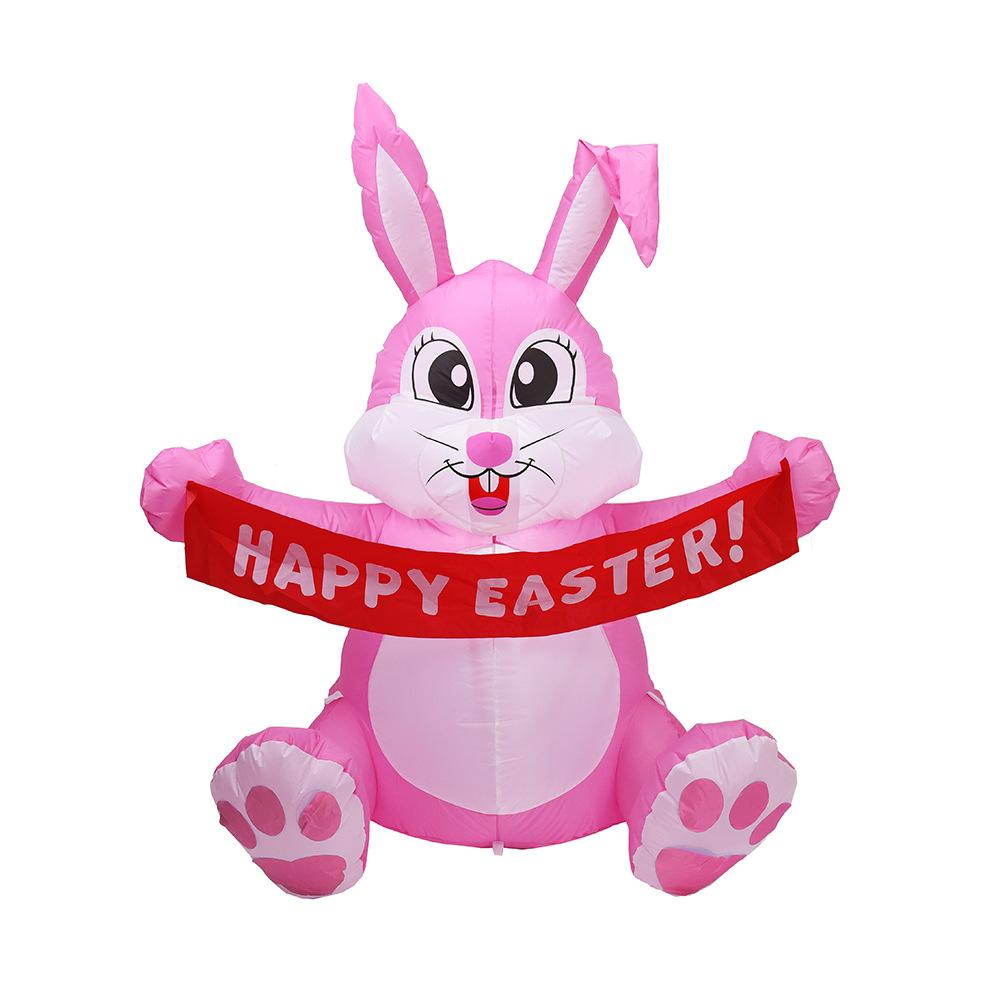 1.5M Inflatable Easter Bunny Pink LED Light Up Outdoor Decoration