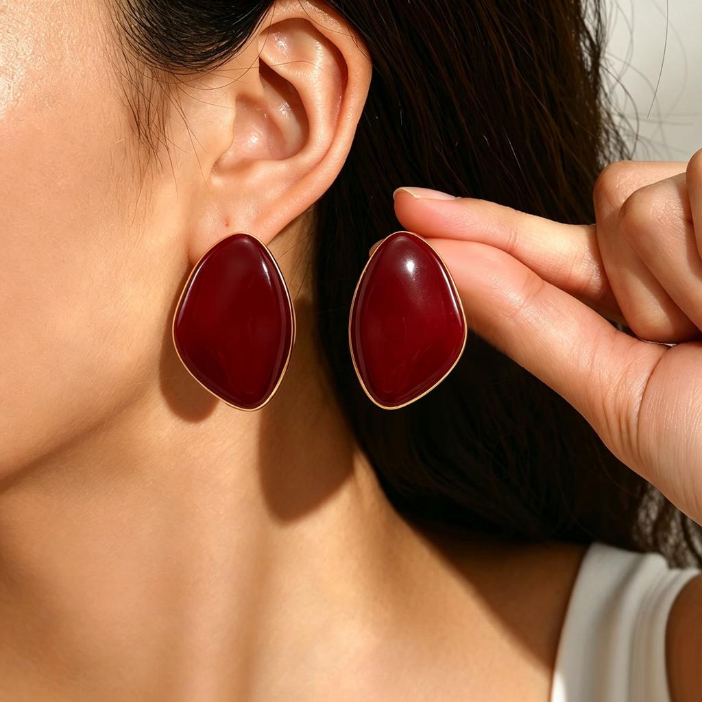 Geometric Oil Drop Design Metal Three-dimensional Earrings Versatile High-end and Elegant Earrings for Women