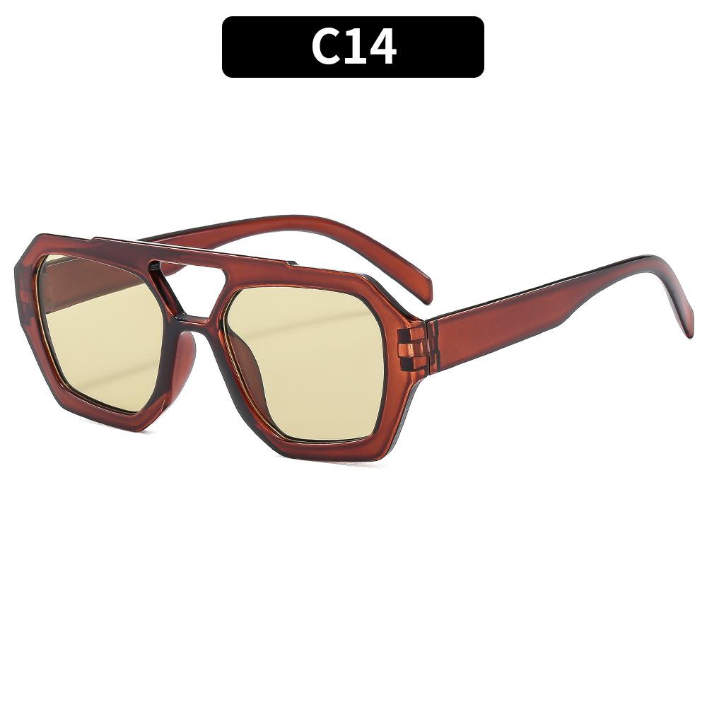 Retro Double Bridge Pilot Sunglasses Stylish Irregular Design Sun Glasses With Uv Protection For Women And Men