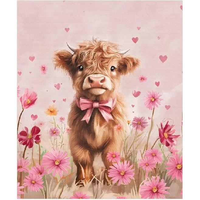 Highland Cow Dishwasher Magnets Decorative Cover Magnetic Cover for Refrigerator Wash Machine Metal Door Cover Sticker Magnetic Dishwasher Cover