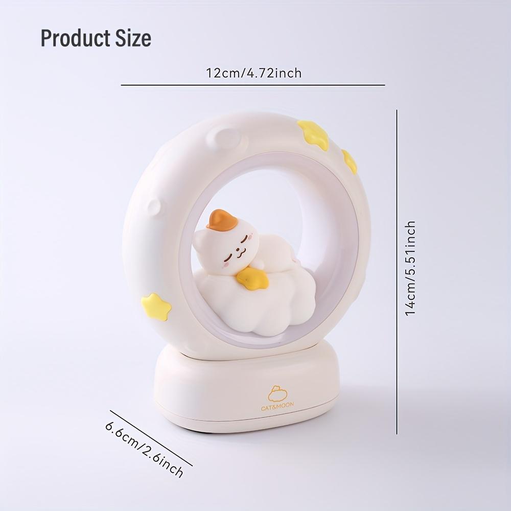 USB Rechargeable Sleeping Cat Night Light - 3 Levels of Brightness, Touch Control, Removable Base, LED Desk Lamp for Bedroom and Living Room Decor