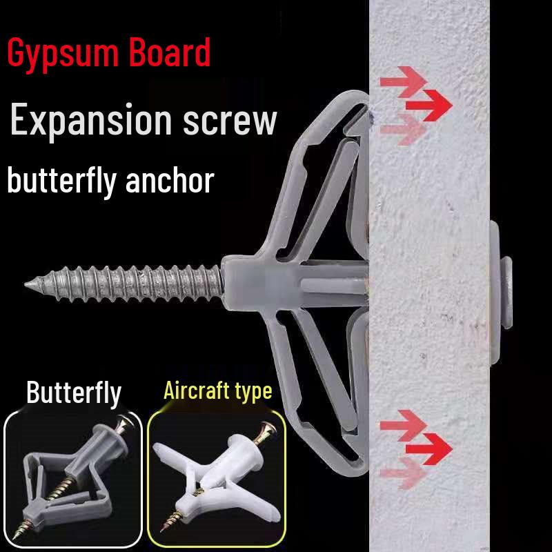 Butterfly Expansion Bolt for Gypsum Board with Plastic Plug and Screw