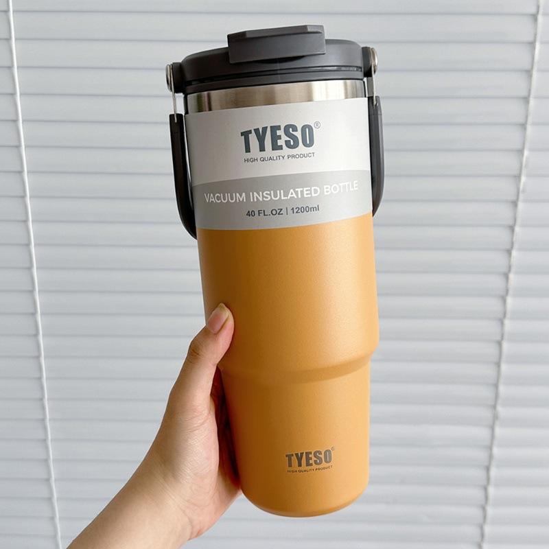 

TYESO Large Capacity Stainless Steel Thermo Bottle Car Coffee Cup Keep Cold and Heat Thermal Mug Sport Water Bottle Vacuum Flask 600ML жовтий