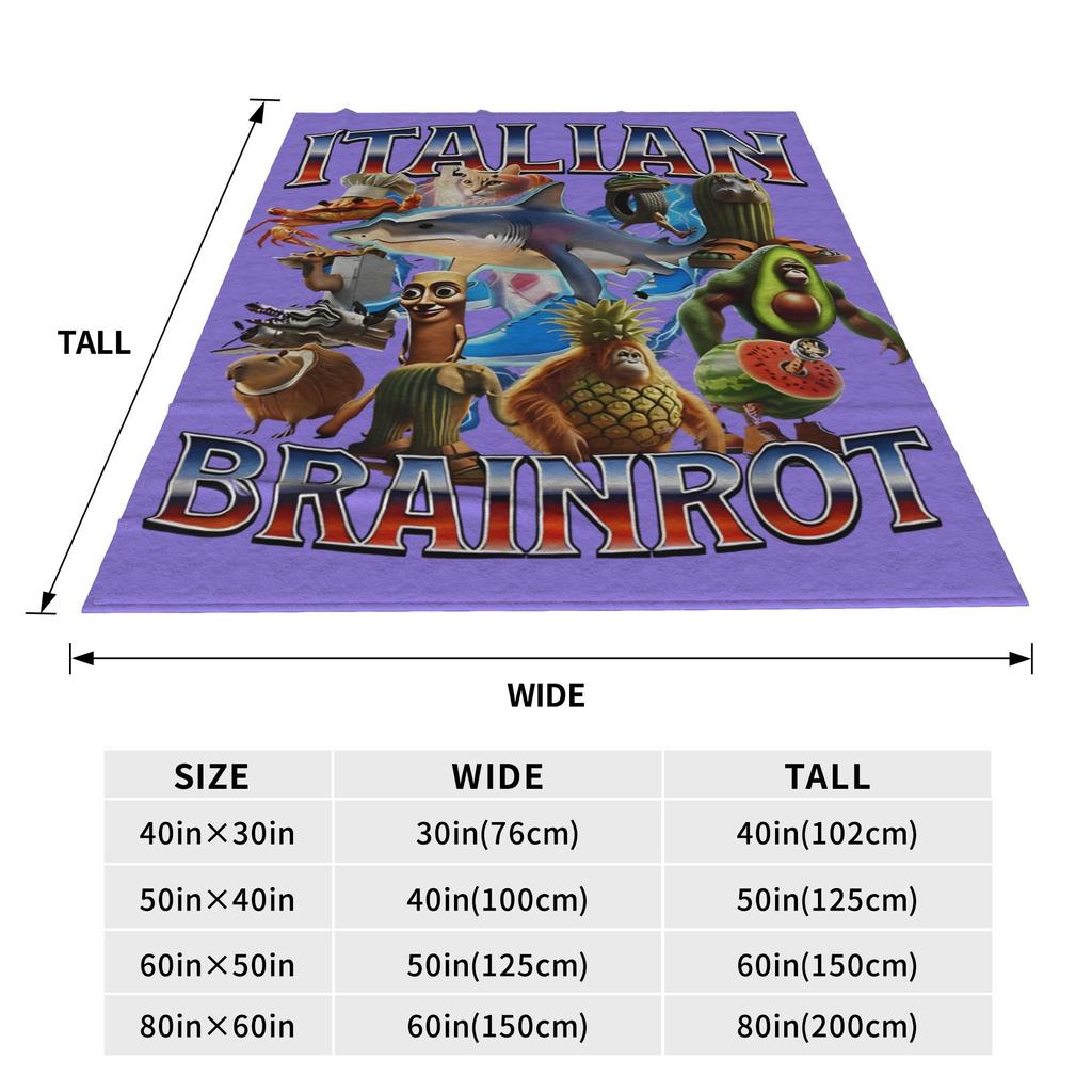 Italian Brainrot Tralalelo Tralala Tung Tung Tung Sahur Meme  Fuzzy Blankets  Novelty Throw Blanket for Home Plush Thin Quilt