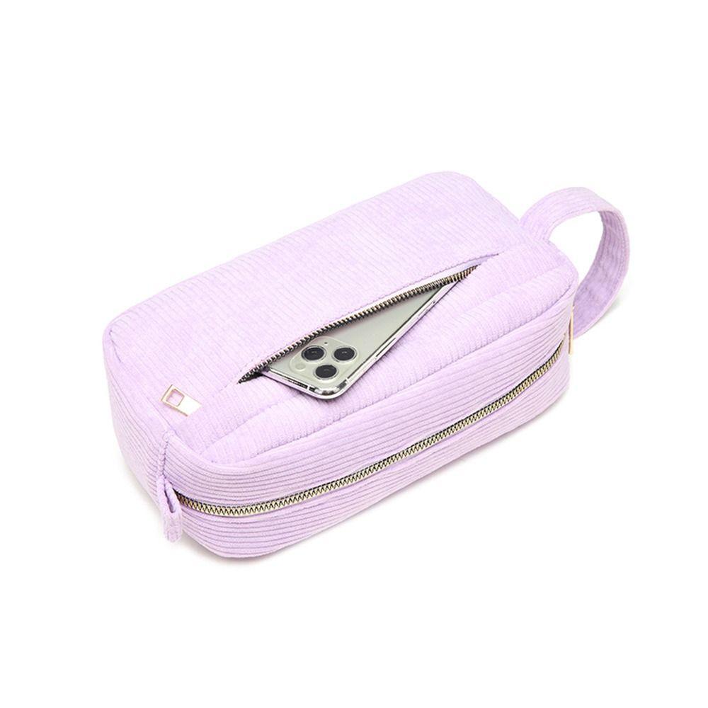 Solid Color Wash Toiletry Storage Bag Large Capacity Makeup Bag Corduroy Cosmetic Bag Travel