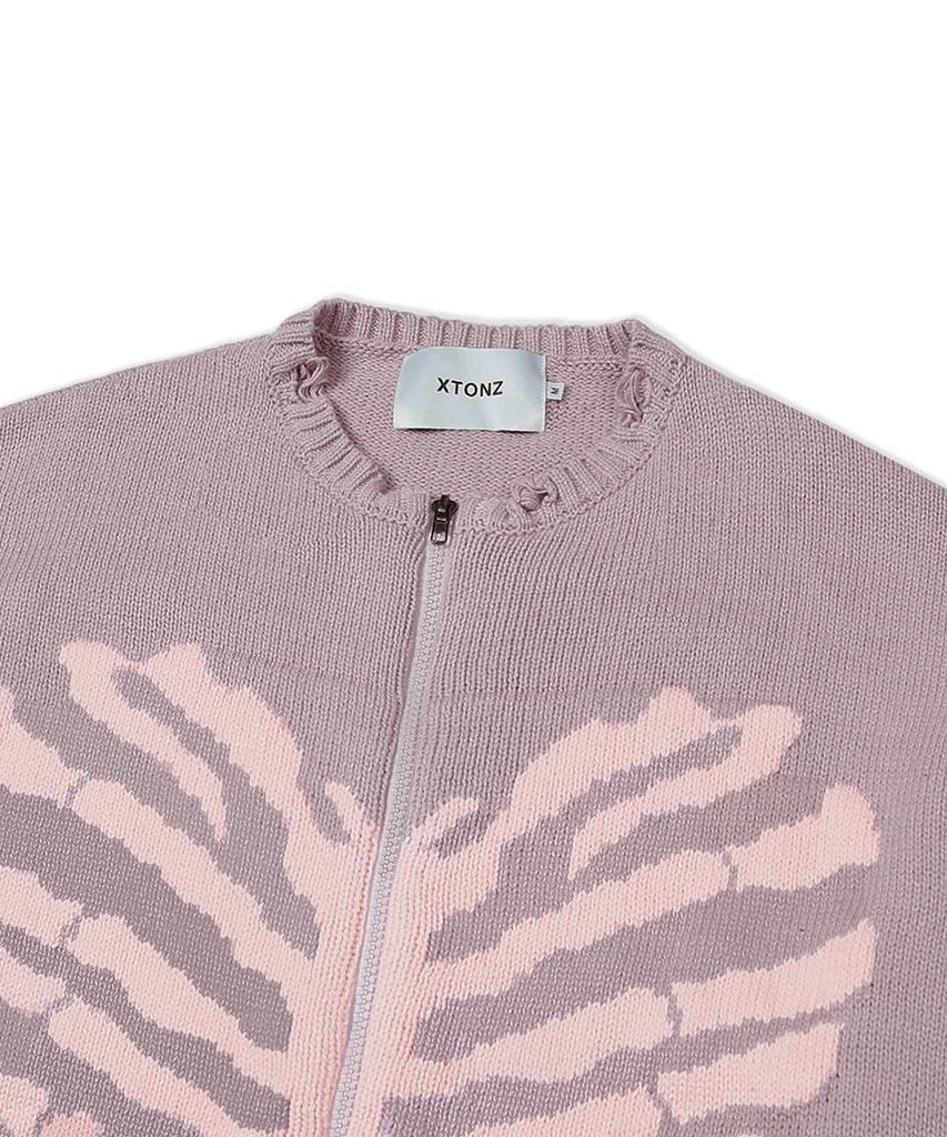 XTONZ Xtk037 Bow Knit Zip-Up (Vintage Pink)