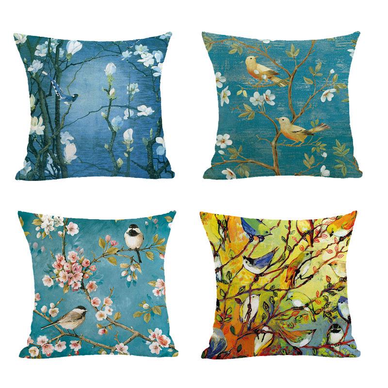 Vintage Style Hand-Painted Floral Velvet Pillowcase