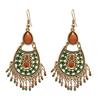 Oleoresin Water Drop Rice Beads Tassel Ear Hook Earrings Ethnic Style