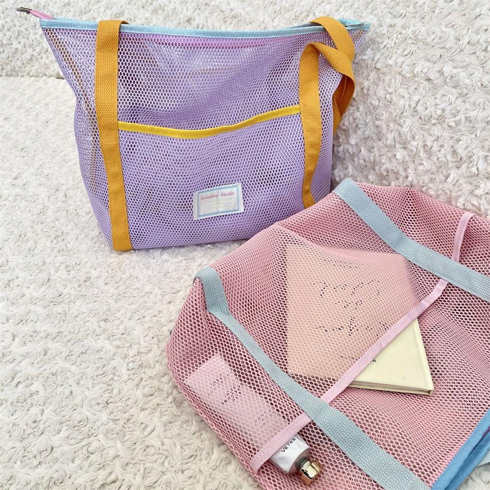 

Handbag Clothes Storage Bag Large Capacity Hanging Shower Organizer Mesh Toiletry Bag Organizer рожевий