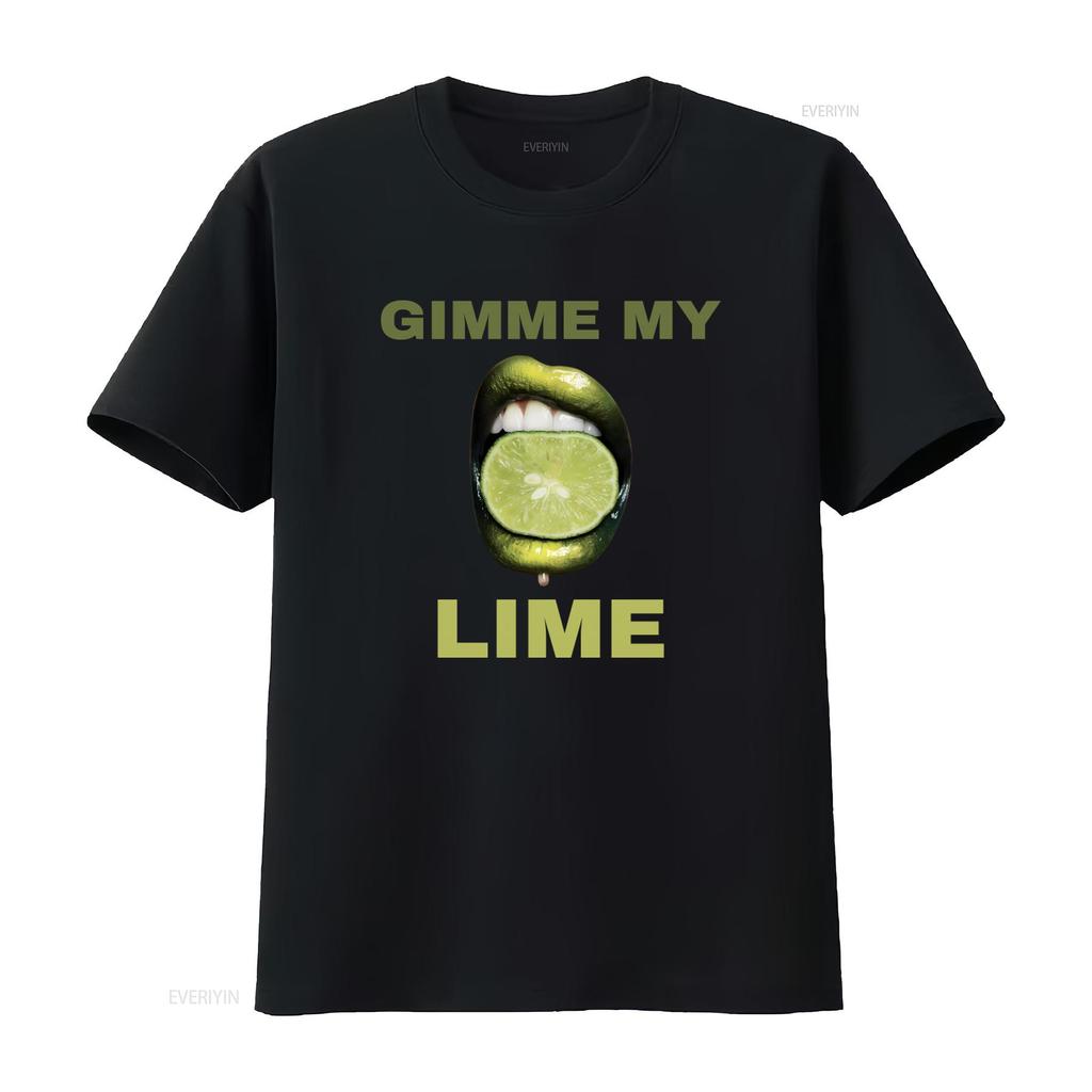 Gimme My Lime Funny Lips Niche Meme Print T Shirt Unique Design For Trendy Fashion Lovers Vintage Fashion Homme Soft