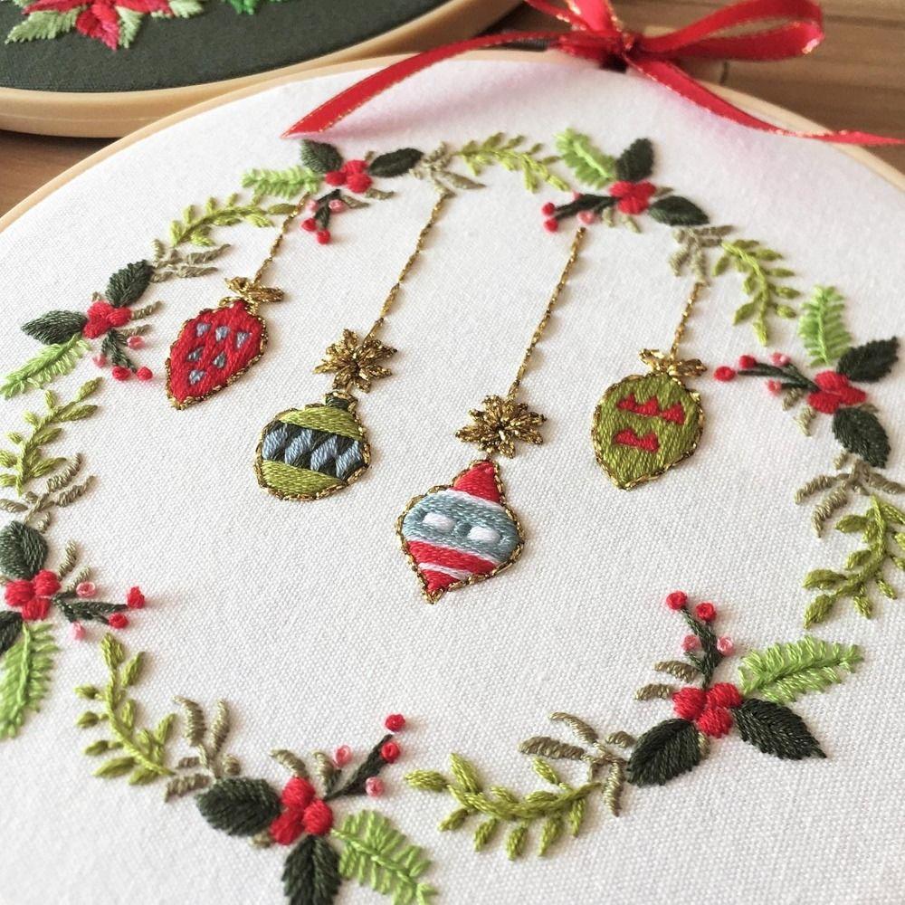 Printed Pattern Christmas Embroidery Kit Handmade Embroidery Starter Kit Practice