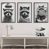 Cute Raccoon In the Toilet Posters Print Picture Funny Animal Black and White Wall Art Canvas Painting for Bathroom Home Decor